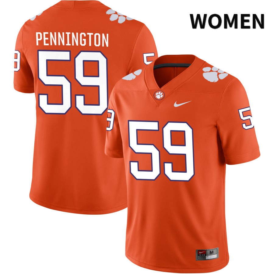 Women's Clemson Tigers Dietrick Pennington #59 College Orange NIL 2022 NCAA Authentic Jersey On Sale WNZ58N8A